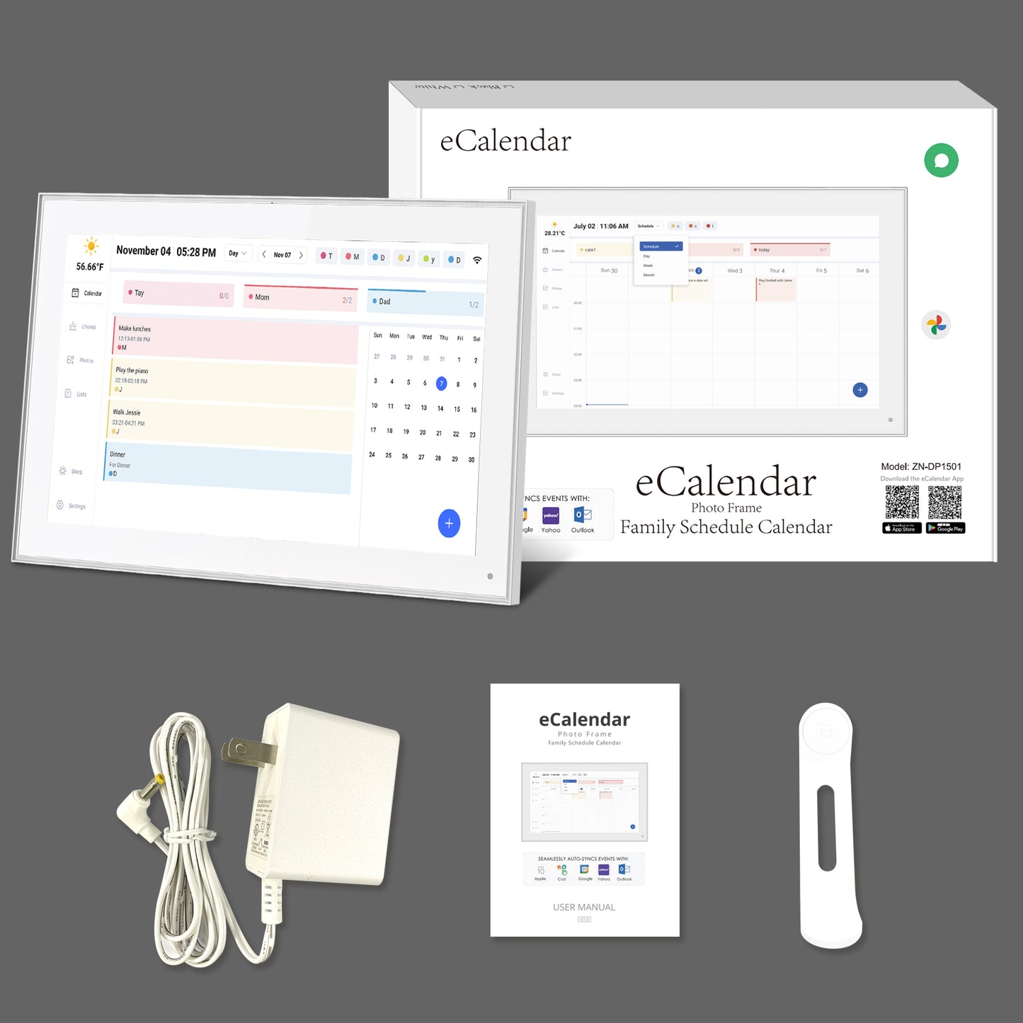 15.6 Inch Digital Calendar Wall Touch Screen Syncs All Calendar Apps To Do List Notepad Family Calendar Electronic Wall Calendar Chore Chart for Kids Adults Meal Planner Smart Calendar