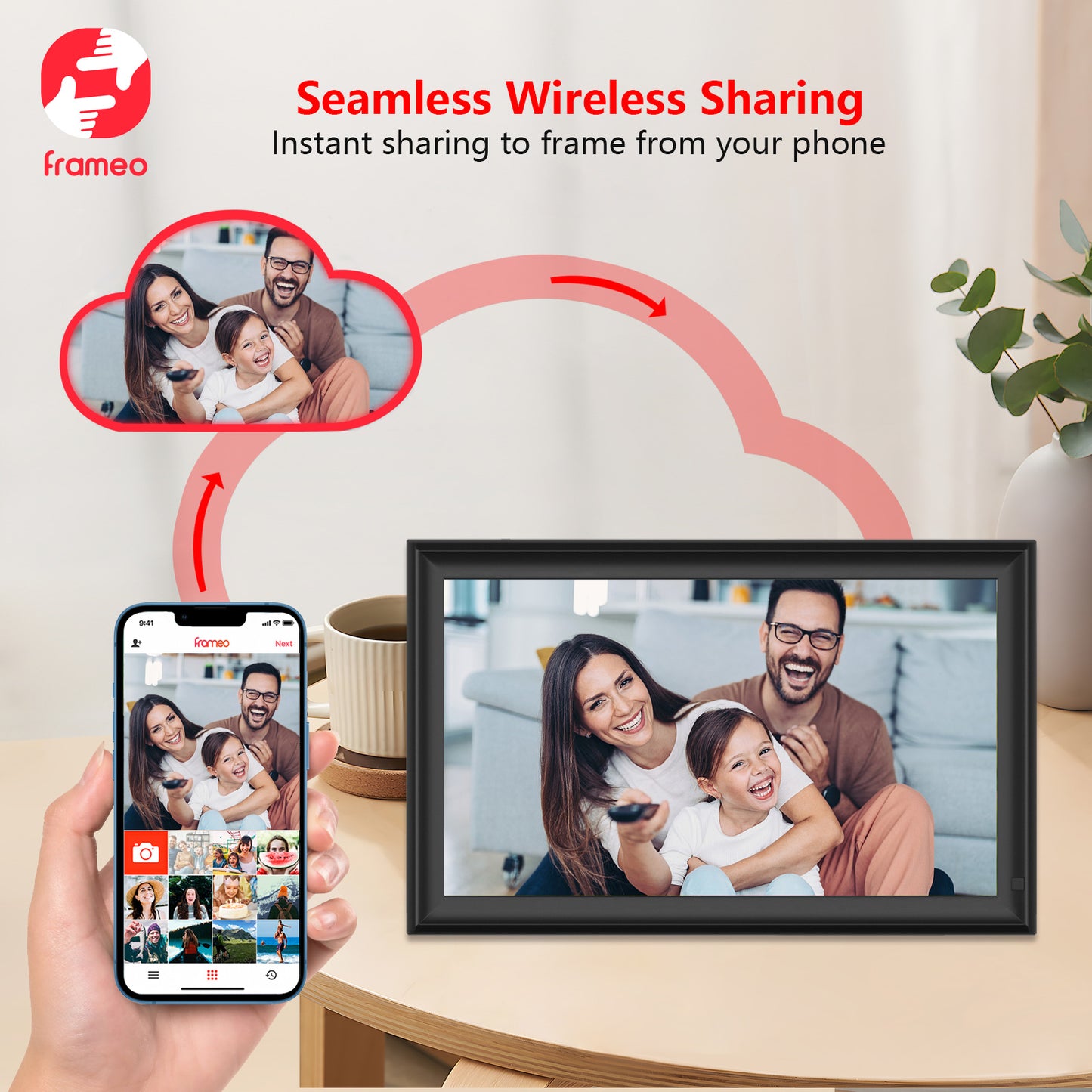 15.6" Frameo Digital Picture Frame WiFi, 1920x1080 IPS FHD Touch Screen Large Electronic Photo Frames, Send Photos from Your Phone from Anywhere, Best Gifts for Parents and Grandparents