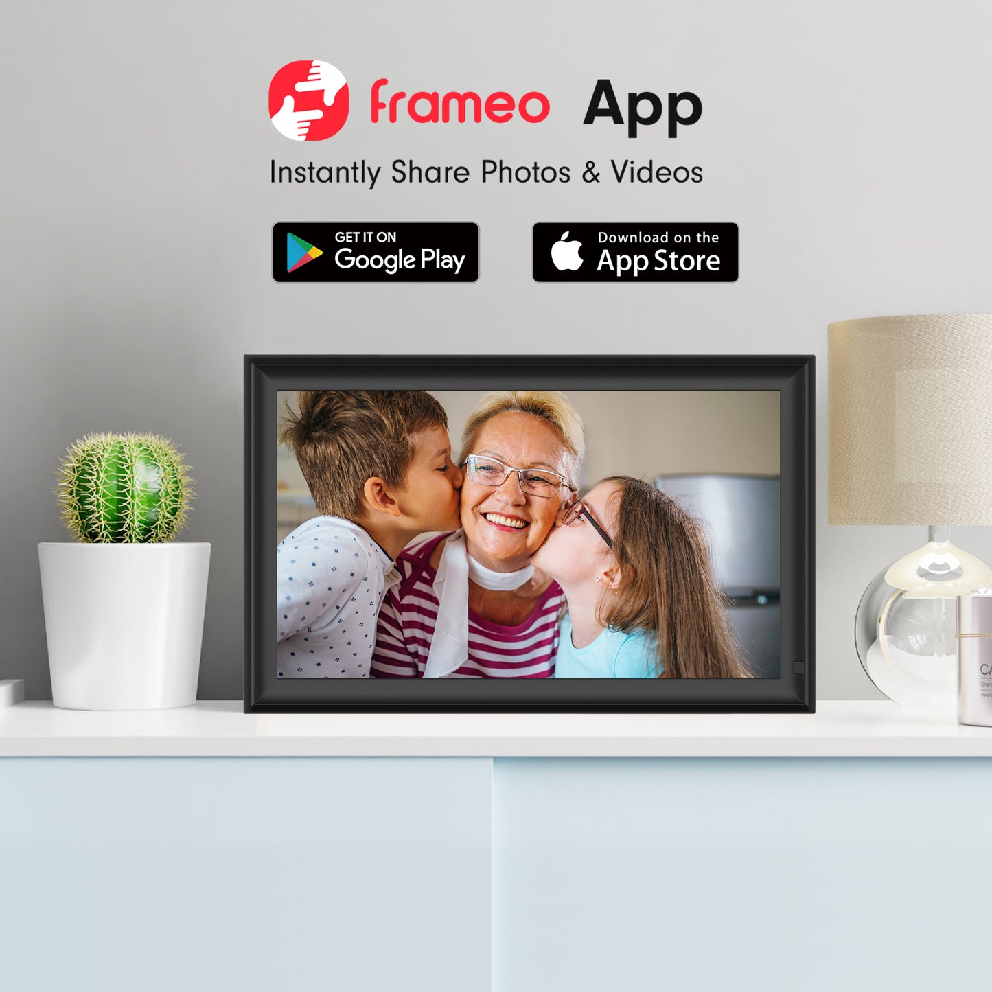 64GB FRAMEO 15.6 inch WiFi Digital Picture Frame 1920x1080 FHD Large Smart Digital Photo Frame IPS Touch Screen Auto-Rotate Wall Mountable Motion Sensor Share Photos/Videos Instantly via APP