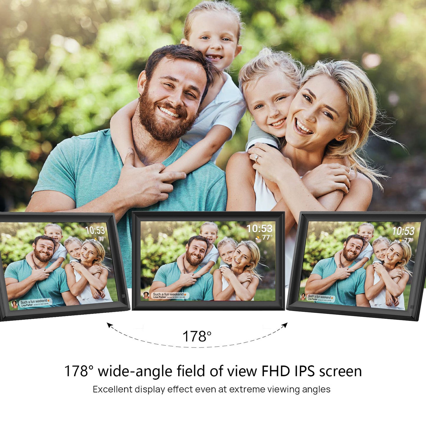 FRAMEO 15.6 Inch Large WiFi Digital Photo Frame with Touch Screen, 1920x1080 FHD, Built-in 32GB Storage, Motion Sensor, Wall Mountable, Auto-Rotate, Easy to Share Photos or Videos via Frameo (Black)