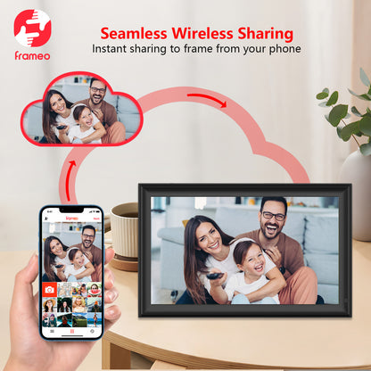 Frameo 15.6 Inch WiFi Digital Picture Frame - HD IPS Touch Screen, 32GB Memory, Auto-Rotate, Wall Mount, Smart Cloud Photo/Video Sharing via Frameo App, Living Room Decor Gift for Mother's Day