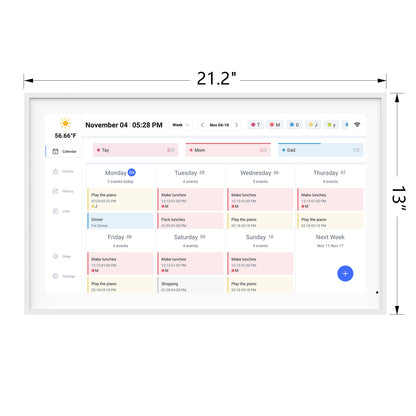 Digital Calendar: 21.5 Inch Smart Electronic Calendar Planner & Chore Chart, IPS FHD 1920x1080 Wall Touch Screen Display for Family Schedules, Desk Stand Included