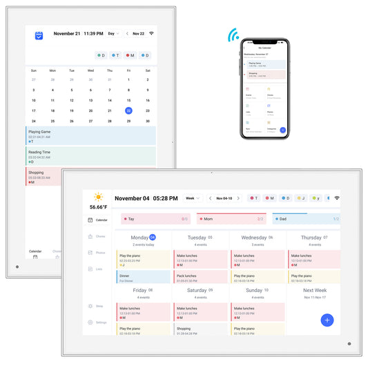 Digital Calendar, 15.6inch Smart WiFi Digital Calendar&Chore Chart, 1920 * 1080 IPS Touch Screen HD Display for Family Schedules, Wall-Mounted, Share Moments Instantly from Anywhere