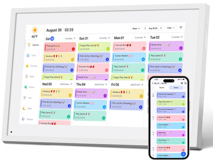 10.1" Digital Calendar, Meal Planner, Duty Chart, to Do List,HD Smart Touch Screen Home Interactive Smart Electron Calender - Built-in Digital Photo Frame Function (white, 10.1)