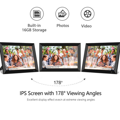 FRAMEO Digital Photo Frame WiFi 8 Inch 1920×1200 FHD Touch Screen IPS Display, 16GB Storage, Support USB Drive/SD Card, Auto-Rotate, Easy Setup to Share Photos or Videos Anywhere via Free App