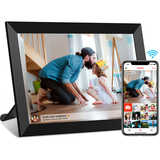 FRAMEO Digital Photo Frame 10.1 Inch WiFi Digital Picture Frame with IPS Touch Screen, 32GB Storage, Easy to Share Photos or Videos via Frameo APP Auto-Rotate Black