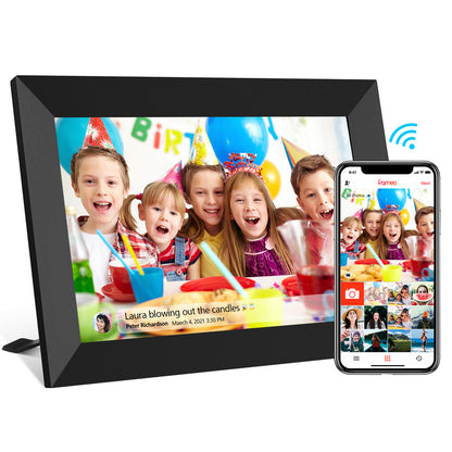 10.1 inch FRAMEO WiFi Digital Picture Frame, IPS Touch Screen Smart Cloud Photo Frame with 32GB Storage, Share Photos or Videos via Free Frameo APP Anywhere Anytime, Auto-Rotate, Wall Mountable