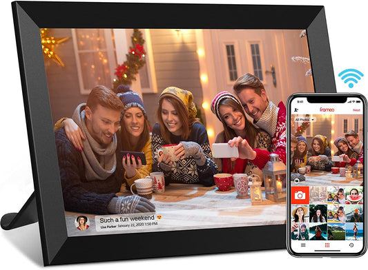FRAMEO Digital Photo Frame, 10.1 Inch Wi-Fi Digital Picture Frame with 1280x800 IPS Touch Screen, Built-in 32GB Storage, Easy to Share Photos or Videos via Frameo App Auto-Rotate (Black)