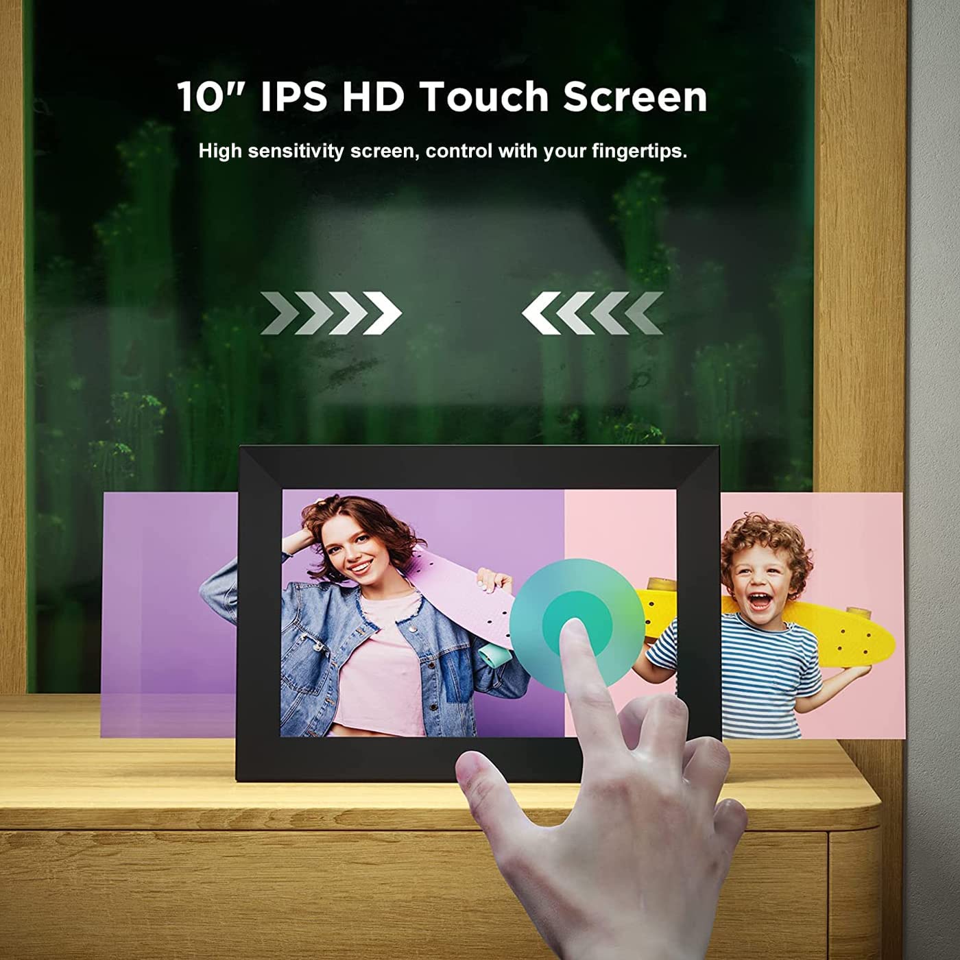 FRAMEO Smart Digital Picture Frame WiFi Cloud 10.1 Inch HD 1280x800 IPS Touch Screen Digital Frame with 32GB Storage Easy Setup to Share Photos or Video via Frameo APP Auto-Rotate Wall Mountable Black