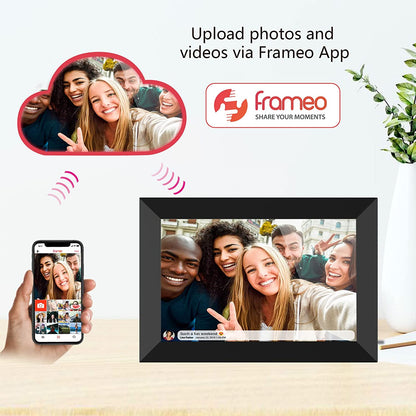 FRAMEO Digital Photo Frame WiFi 10.1 Inch HD IPS LCD Touch Screen, 32GB Memory, Auto-Rotate, Wall-Mountable, Easy Setup to Share Photos & Videos via Frameo App from Anywhere