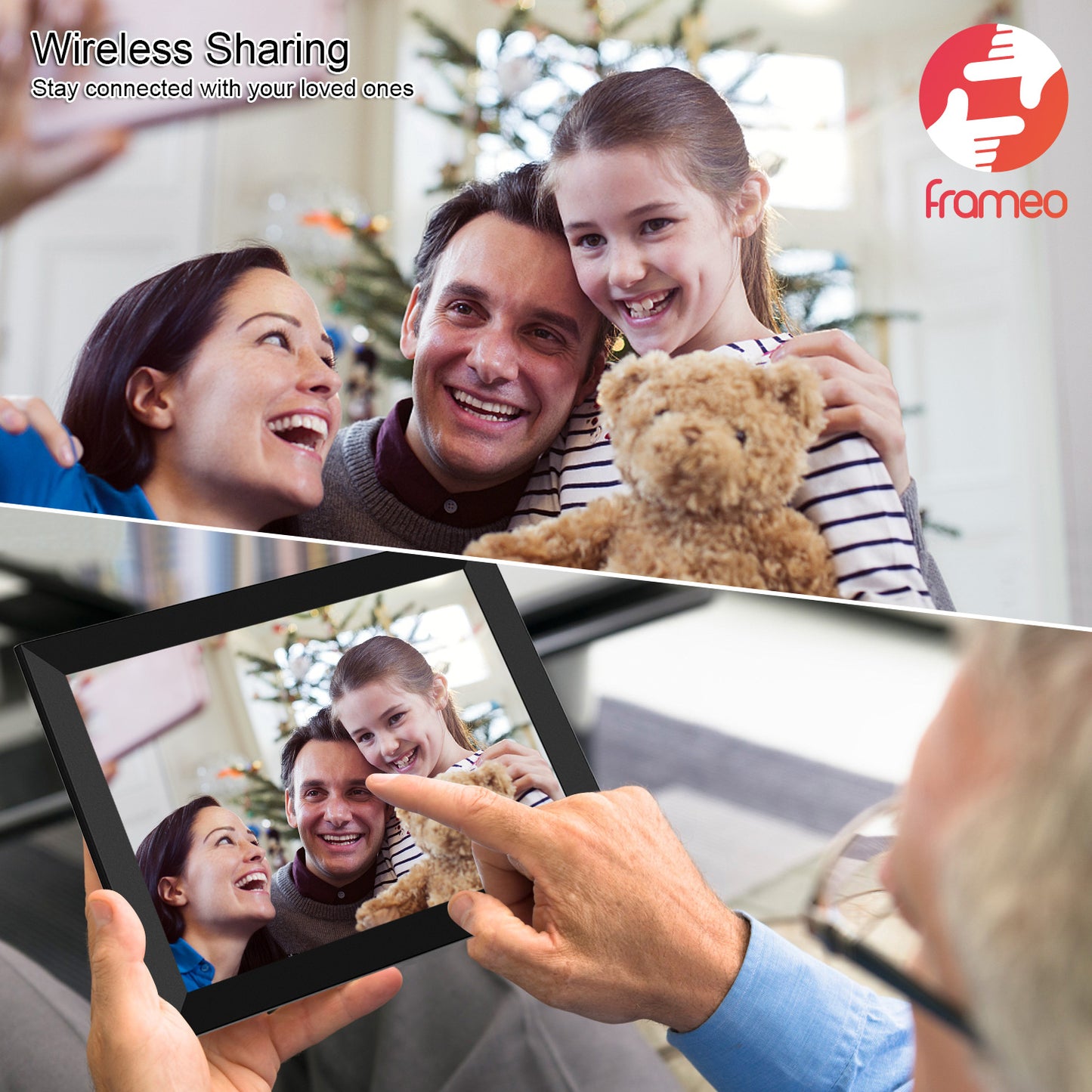 FRAMEO Digital Photo Frame 10.1 Inch WiFi Digital Picture Frame with IPS Touch Screen, 32GB Storage, Easy to Share Photos or Videos via Frameo APP Auto-Rotate Black