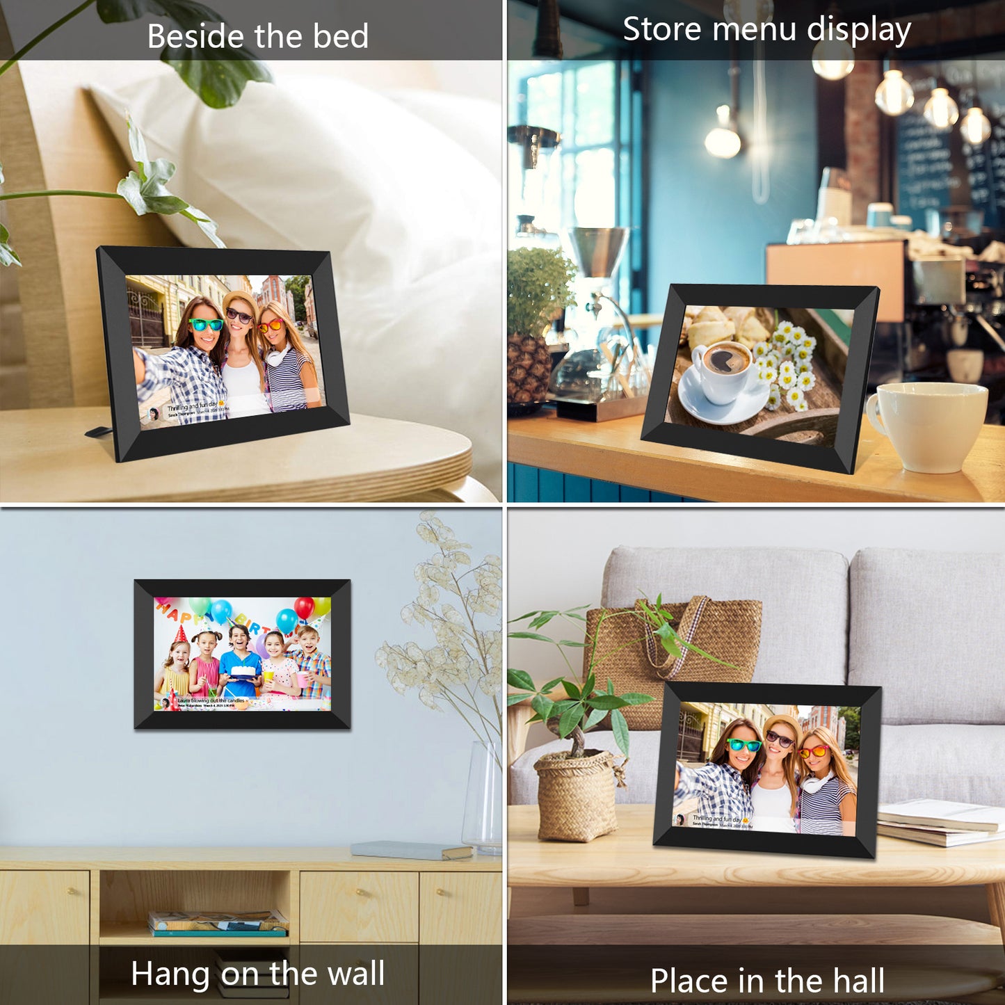 10.1 inch FRAMEO WiFi Digital Picture Frame, IPS Touch Screen Smart Cloud Photo Frame with 32GB Storage, Share Photos or Videos via Free Frameo APP Anywhere Anytime, Auto-Rotate, Wall Mountable