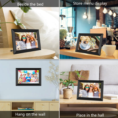 10.1 inch FRAMEO WiFi Digital Picture Frame, IPS Touch Screen Smart Cloud Photo Frame with 32GB Storage, Share Photos or Videos via Free Frameo APP Anywhere Anytime, Auto-Rotate, Wall Mountable
