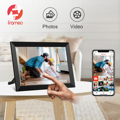 FRAMEO Digital Photo Frame 10.1 Inch WiFi Digital Picture Frame with IPS Touch Screen, 32GB Storage, Easy to Share Photos or Videos via Frameo APP Auto-Rotate Black