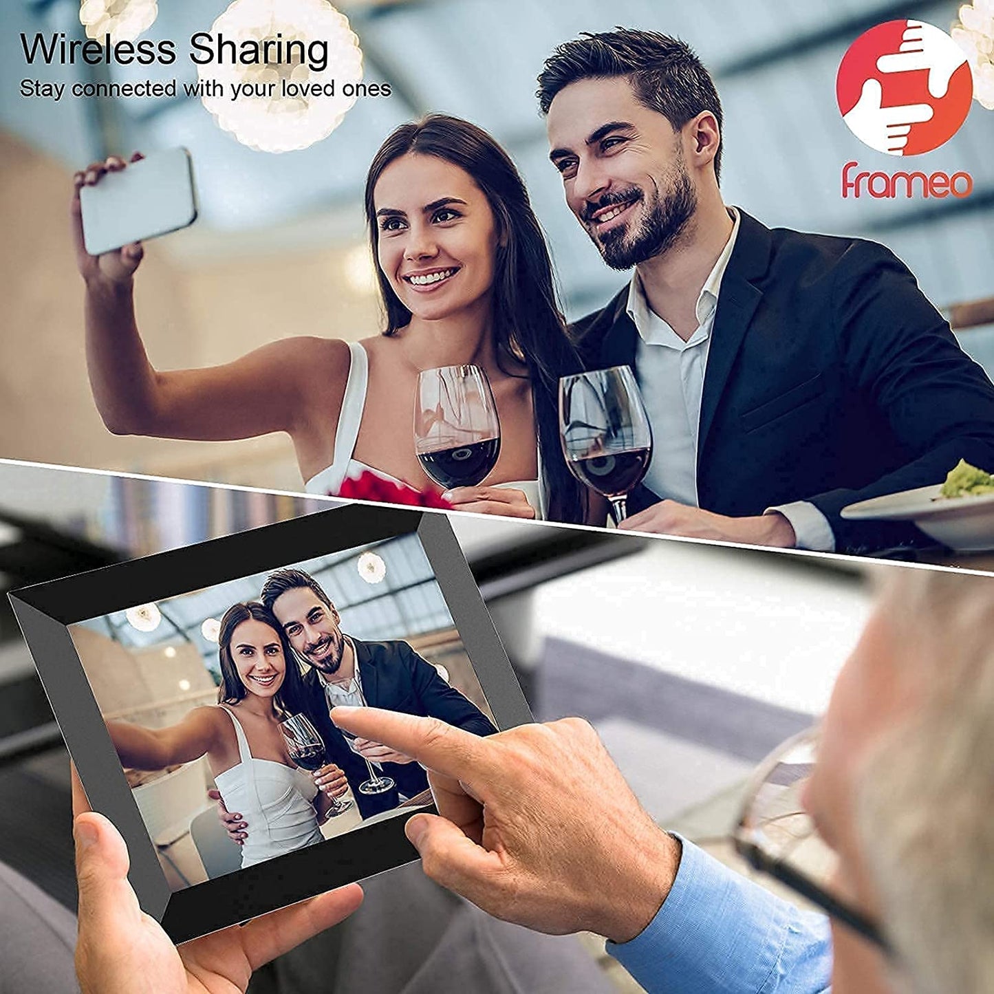 FRAMEO Digital Photo Frame WiFi 10.1 Inch HD IPS LCD Touch Screen, 32GB Memory, Auto-Rotate, Wall-Mountable, Easy Setup to Share Photos & Videos via Frameo App from Anywhere